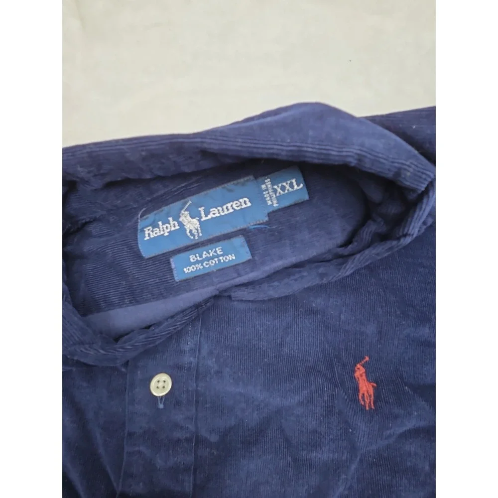 NWT Y2K Vintage Polo Ralph Lauren Blake Corduroy Button Down Shirt Mens XXL Blue